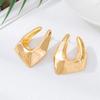 One Pair Daily All Match Fashion Shiny Geometric Gold Tone High Grade Stud Earrings For Women Vacation Party Wear Jewelry