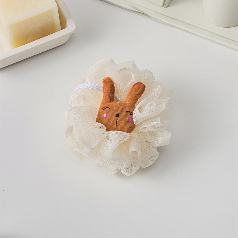 Adorable Ribbon Fruit Bath Scrubber: Large Anti-Scattering Shower Pouf for Back Scrubbing