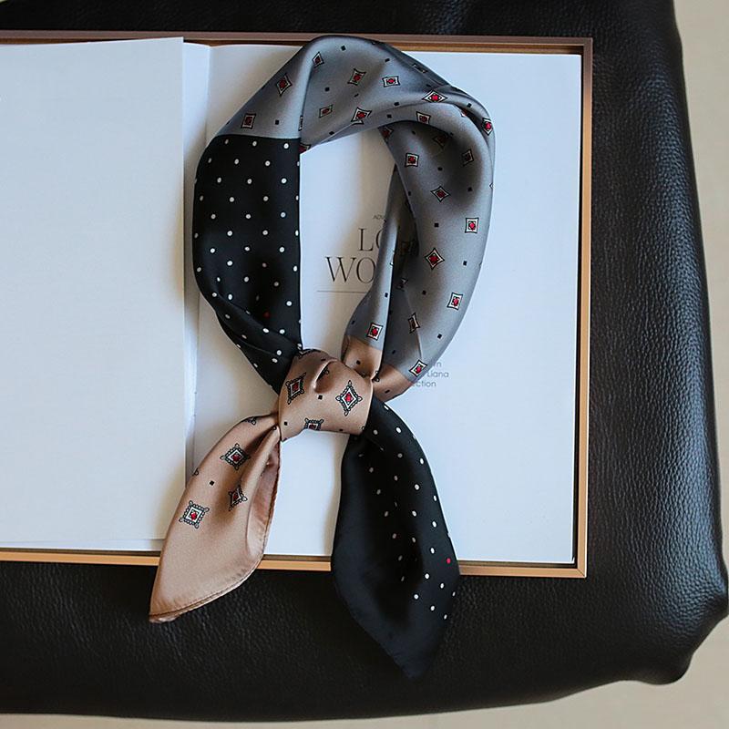 Fashionable Silk-Like Square Scarf Lightweight Stylish Versatile For Women Spring Autumn Casual Wear Neutral Colors Multi-Purpose Accessory