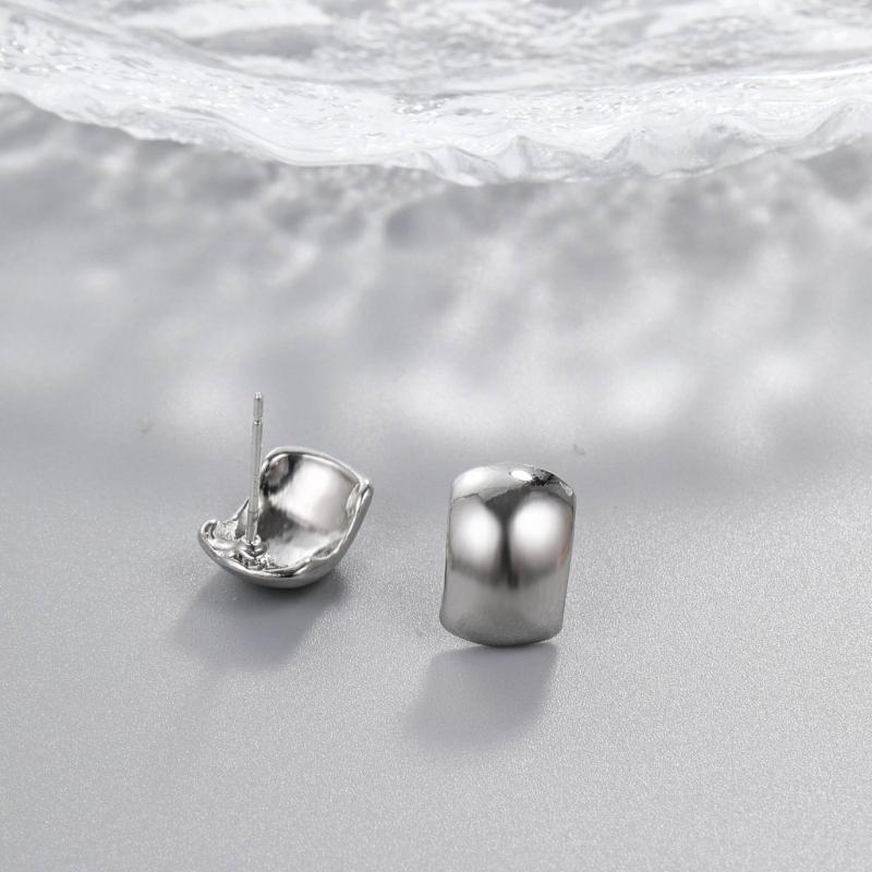Simple Pea Shaped Alloy Silver Gold Color Drop Earrings For Women Korean Fashion Jewelry Party Girls Unusual Accessory