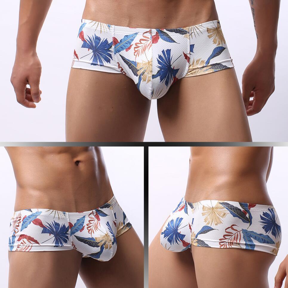 GAY Euro-Amerikanische Mid-Low Rise Herren Unterhose mit Kopf-Print, U-Konvexes Mesh, Atmungsaktiv & Feuchtigkeitstransportierend, Schweißabsorbierender Stil E085.