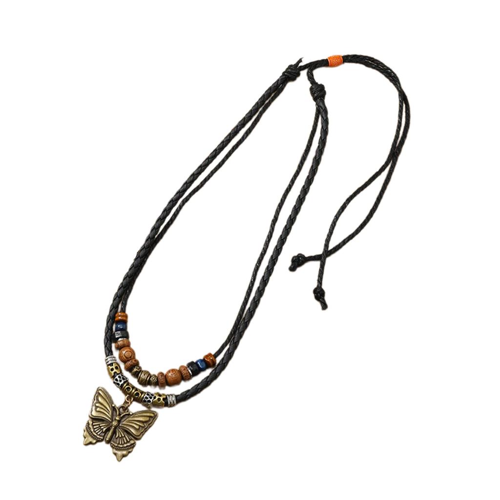 Butterfly Charm Choker Handmade Multilayer Neckchain Adjustable Length Clavicle Chain Jewelry for Fashion Enthusiasts