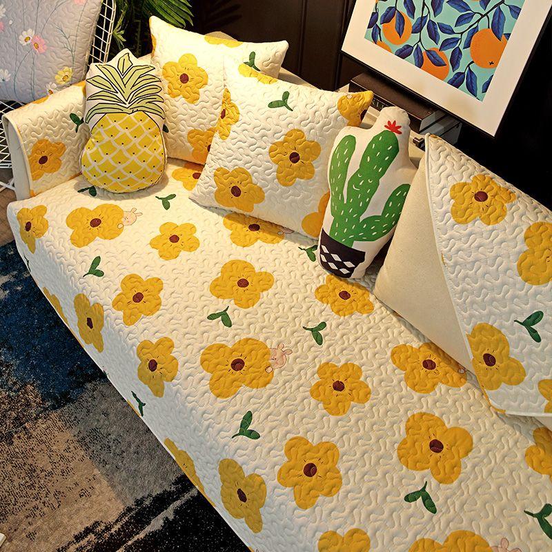 

Корейский стиль Свежий Круглый год Нейтральный Мелкий цветочный Хлопковая ткань Подушка для дивана Нескользящая подушка Хлопковая подушка для дивана Полотенце Happy 70*70cm