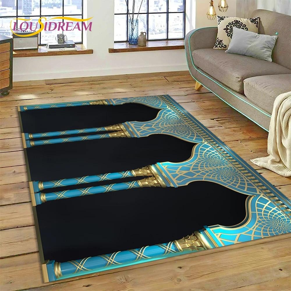 Tappetino in poliestere con mandala per preghiera musulmana islamica, ideale per soggiorno, camera da letto e decorazione per la casa, antiscivolo, perfetto come regalo per il divano.