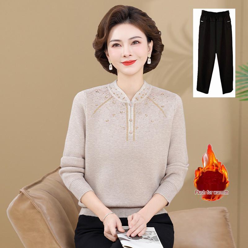 2025 Eleganter Roter Winterpullover für Mama