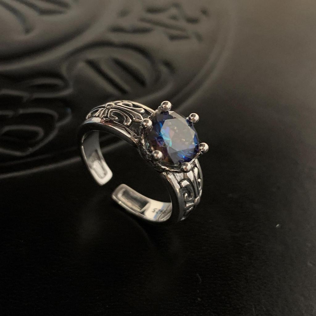 New Arrival Retro Crown Devil Shiny CZ Zircon Star Thai Silver Female Party Ring  For Women Never Fade Cheap Gifts