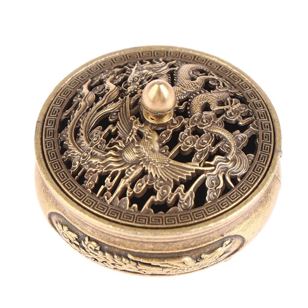 Dragon Phoenix Auspicious Incense Burner Copper Alloy Censer For Incense Powder Incense Charm Decorative Tea Ceremony Accessory