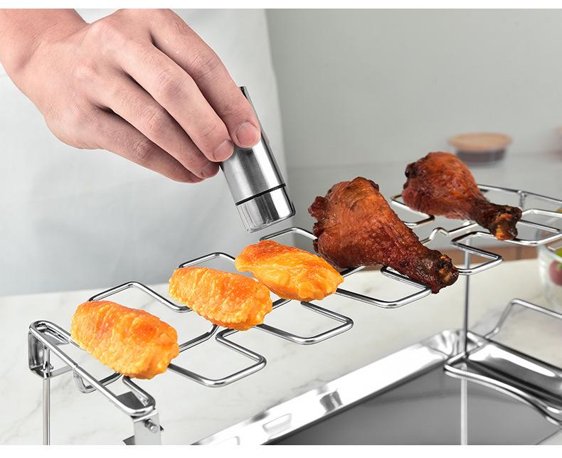 Stainless Steel Folding BBQ Chicken Leg Rack for Home & Outdoor Use