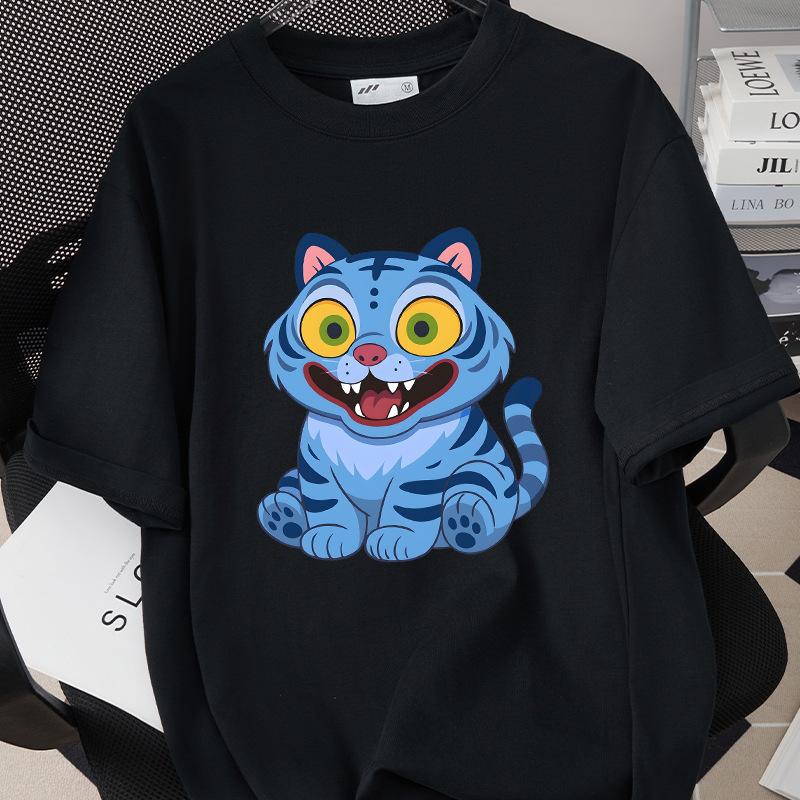Kpop Korean Wave Witch Hunt Tiger Printed T-shirt Top Round Neck Short Sleeve 5980