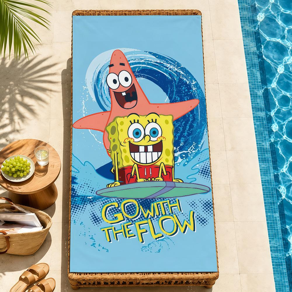 Beach Towels cute b-b-BobS-s Soft fun Quick Dry Pool cartoon s-S-S-SpongeS-eS bathing Towel Travel Gym Spa Camp sport face Gift