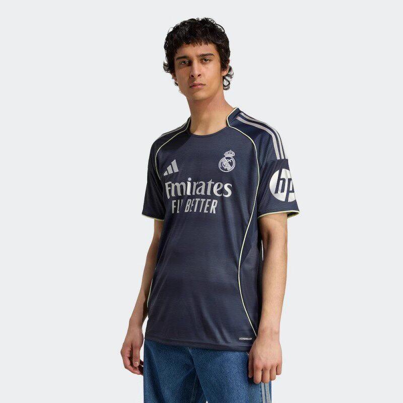 Adidas Real Madrid 25/26 Fan Edition Away Casual Round Neck Slim Short Sleeve Football Jersey Men's