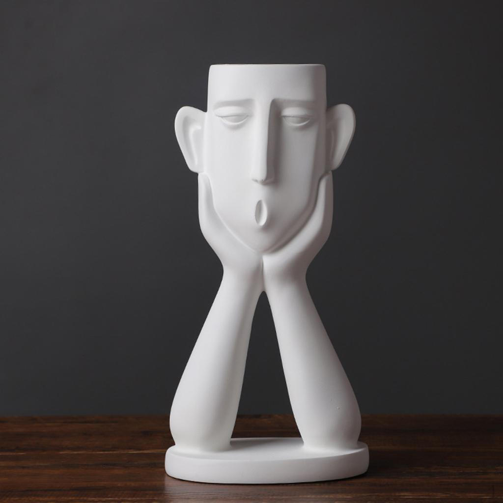 Figure Resin Vase Sculpture Statue Flower Pot Storage white