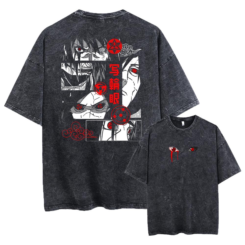 

Vintage Anime Printed Washed T-shirt Men Women Cotton T Shirt Hip Hop Streetwear Summer Crew Neck Retro Short Sleeve Tees Tops M