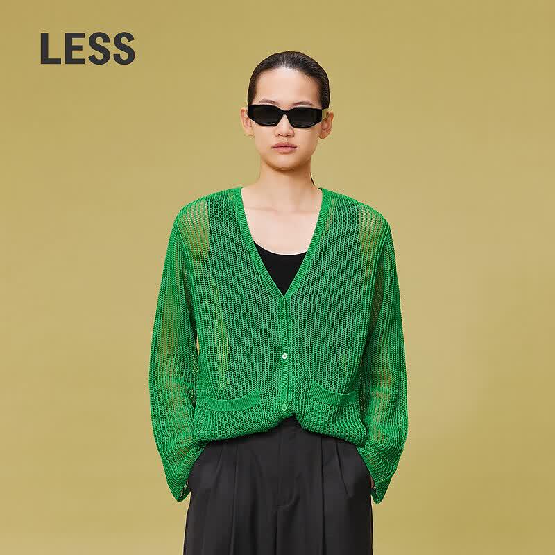 LESS 2024 Spring Casual Cotton V-Neck Cardigan M