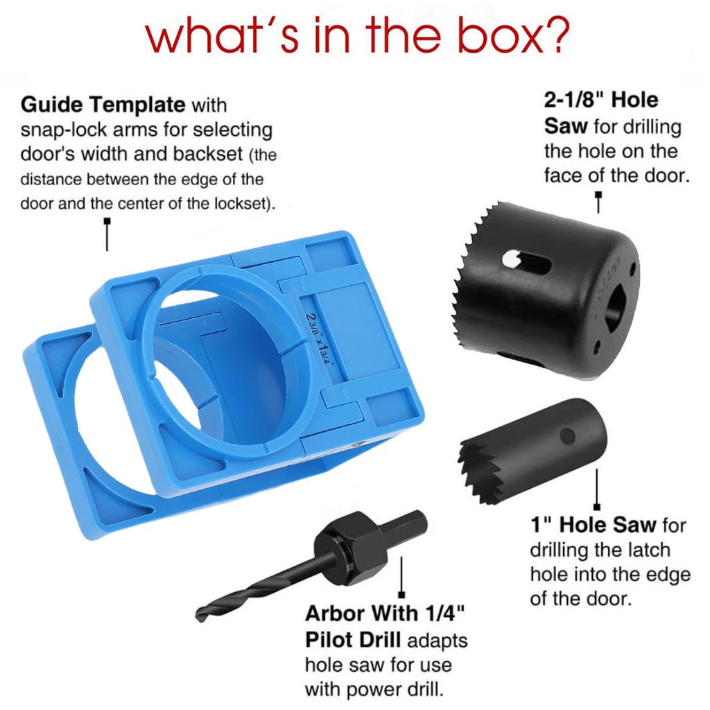 Door Lock Hole Saw Kit Door Lock Installation Kit  Scoring Chiseling Door  Mortise Tool and Lock Hole Saw Kit Blue