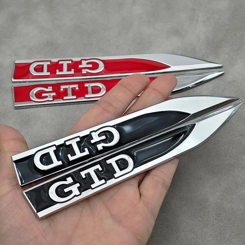VW GTI GOLF 2026 Hot For VW VOLKSWAGEN 2Pcs Red Black Metal Logo GTD Emblem Car Fender Side Badge For Volkswagen VW Golf 7 6 5 4