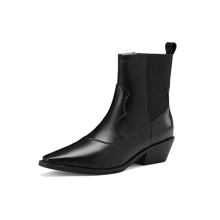 Fashion NEW Autumn Winter Split Leather Women Boot Fashion Short Boots Square Toe Chunky Shoes for Women Zapatos De Mujer Large Size