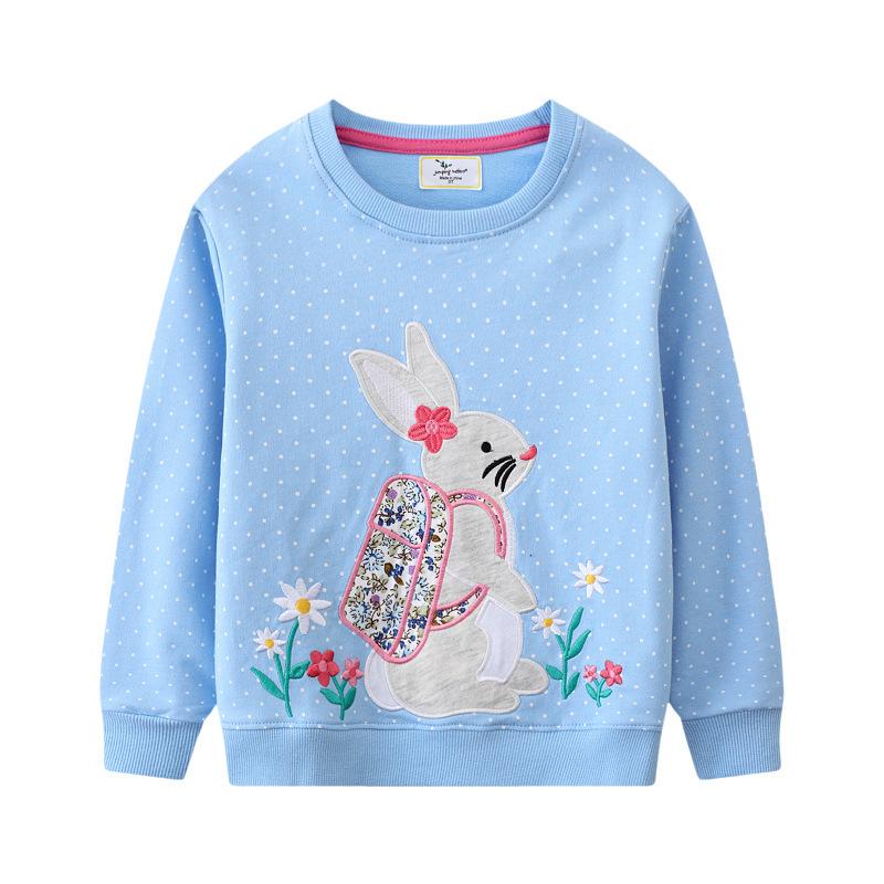 Girls' Cartoon Terry Pullover Sweatshirt: Ribbed Collar, Long Sleeve, Ideal As a Spring/Autumn Base Layer, New Arrival In Baby Clothes.