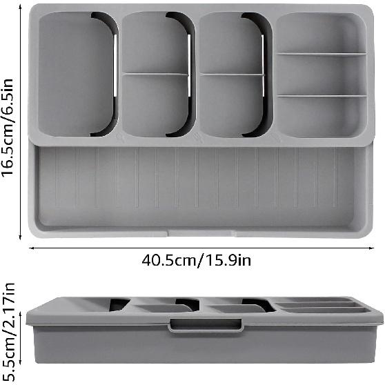 Kitchen Drawer Organizer Tray,Drawer Organiser,Cutlery Tray,Expandable Utensil Tray for Kitchen,Compact Plastic Storage Organisation for Spoons