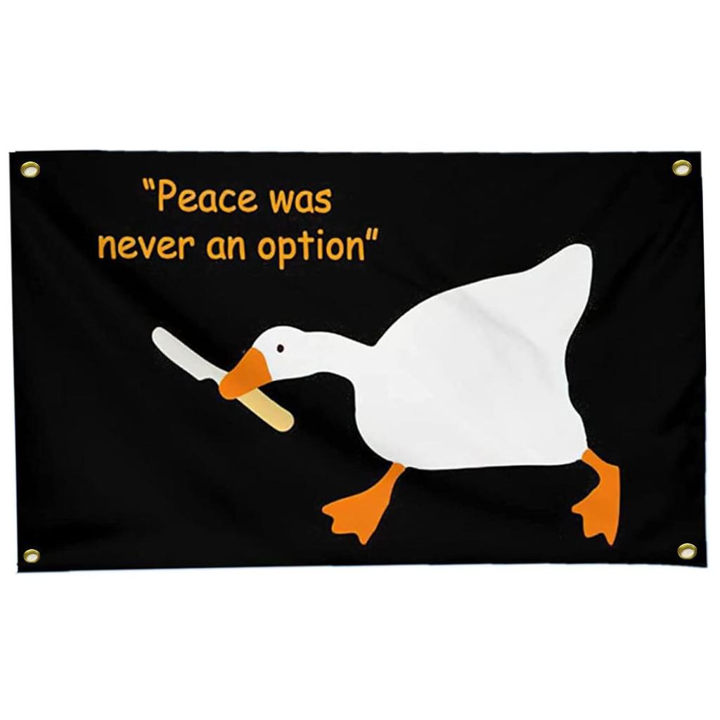 VIKAMA Peace Is Never An Option Goose Flag Tapestry Room  Dorm Decor Fun Living Room Wall Hanging Home Decor