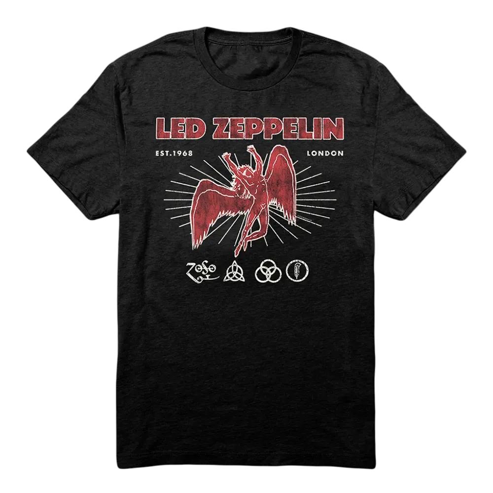 Rock Band Led Zeppelin T-Shirt Unisex und Damen Sommer Gothic Kleidung Mode Lässig Rundhals Kurzarm Top Streetwear