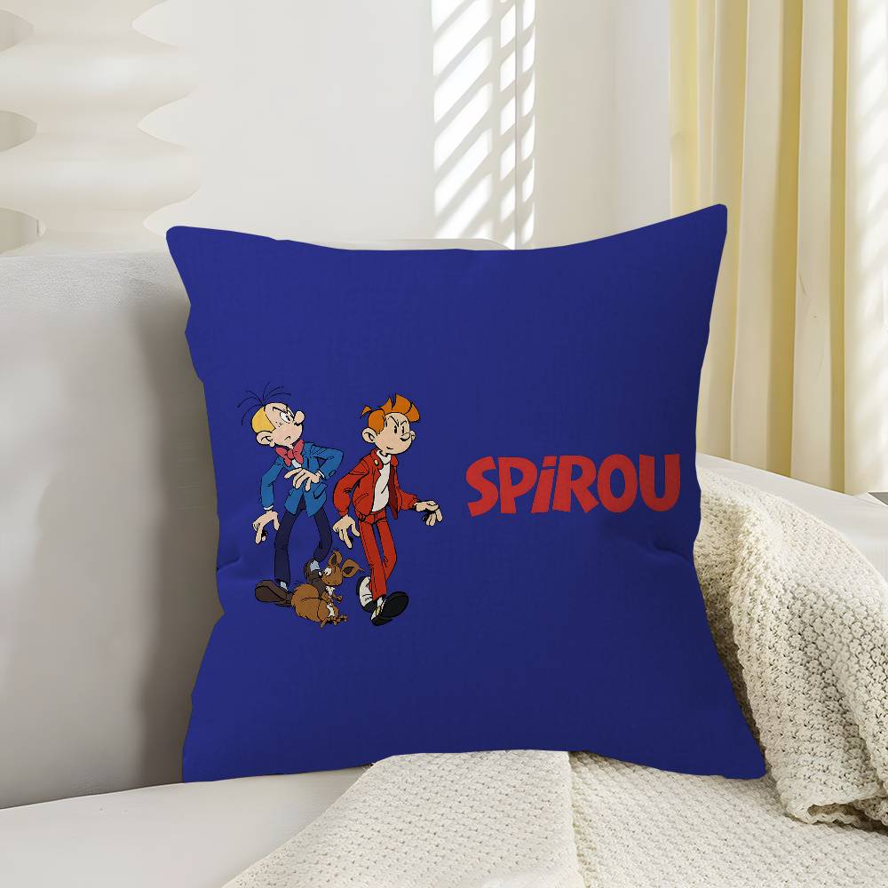 Comic S-Spirou E-Et F-Fantasio Decorative Room Aesthetics Pillow Case Home Decor Bedroom Sofa Bed Couch Pillow Cover 45X45