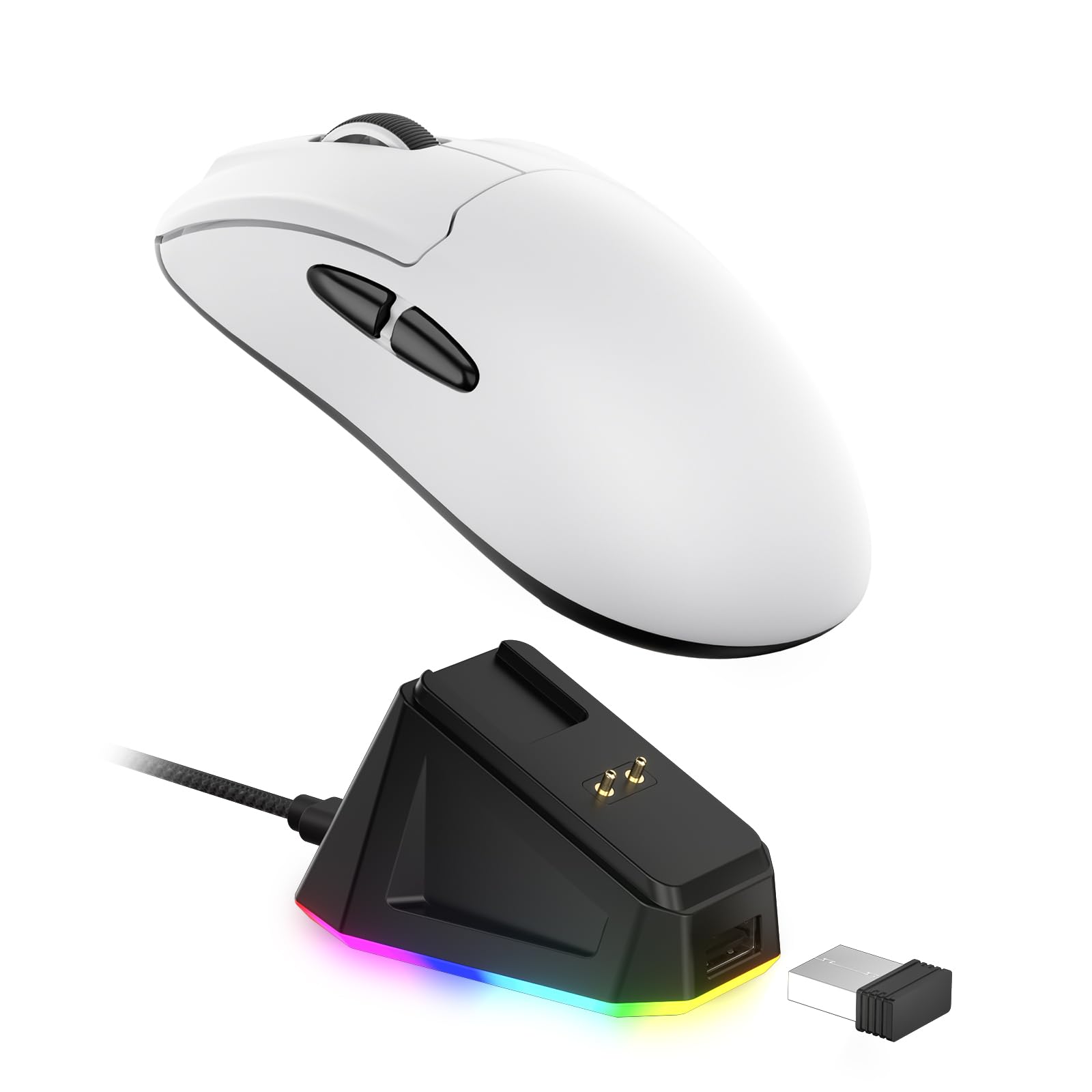 

LTC GM022 Wireless Gaming Mouse with RGB Charging PAW3395 26K DPI 55G Lightweight Ergonomic Bluetooth Gaming 5 Programmable 80 Million Click Switch білий