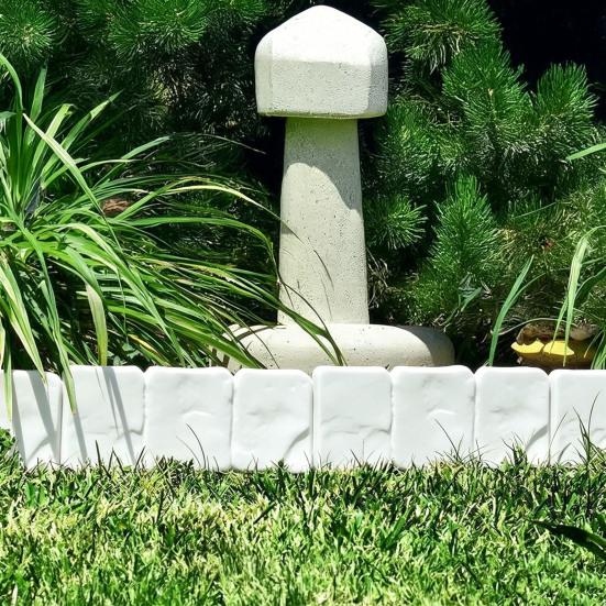Imitation Stone Garden Fence Garden Landscaping Edging Border Panel Decorative Plastic Retaining Border with Stake for Flower Bed Path Lawn Outdoor