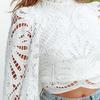 Ladies Tops with Zipper Sexy Hollow Design Long Sleeve Fashion Lace Blouses