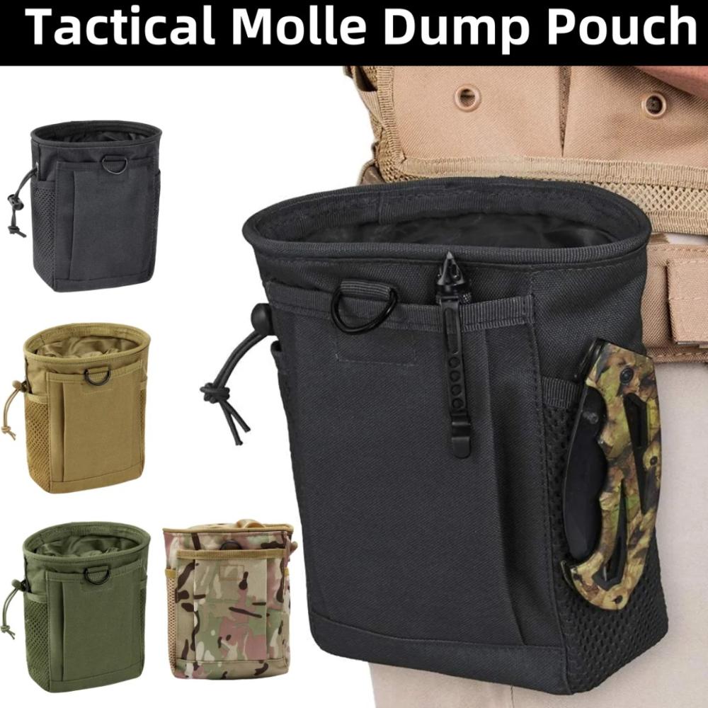 Outdoor Molle Drawstring Magazine Dump Pouch Adjustable Utility Belt Fanny Hip Holster Bag Outdoor Ammo Storage Pack Ammo Bag