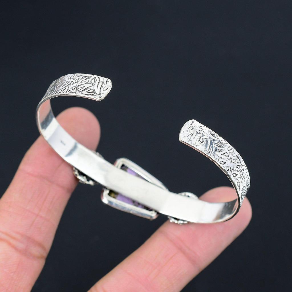 Womens Day Deal Natural Purpurite Elegant Bangle Bracelet 925 Sterling Silver