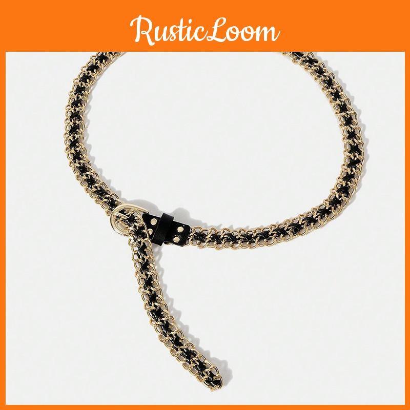 Women Waist Elegant Chain Fashion Accessory With Chain Link And Weaving Metal