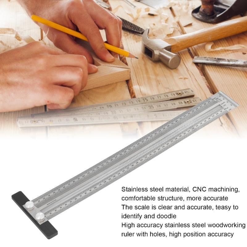 Woodworking Marking T Rulers Positioning Scribing Ruler Gauge Carpenter Measuring Mark Ruler 400mm