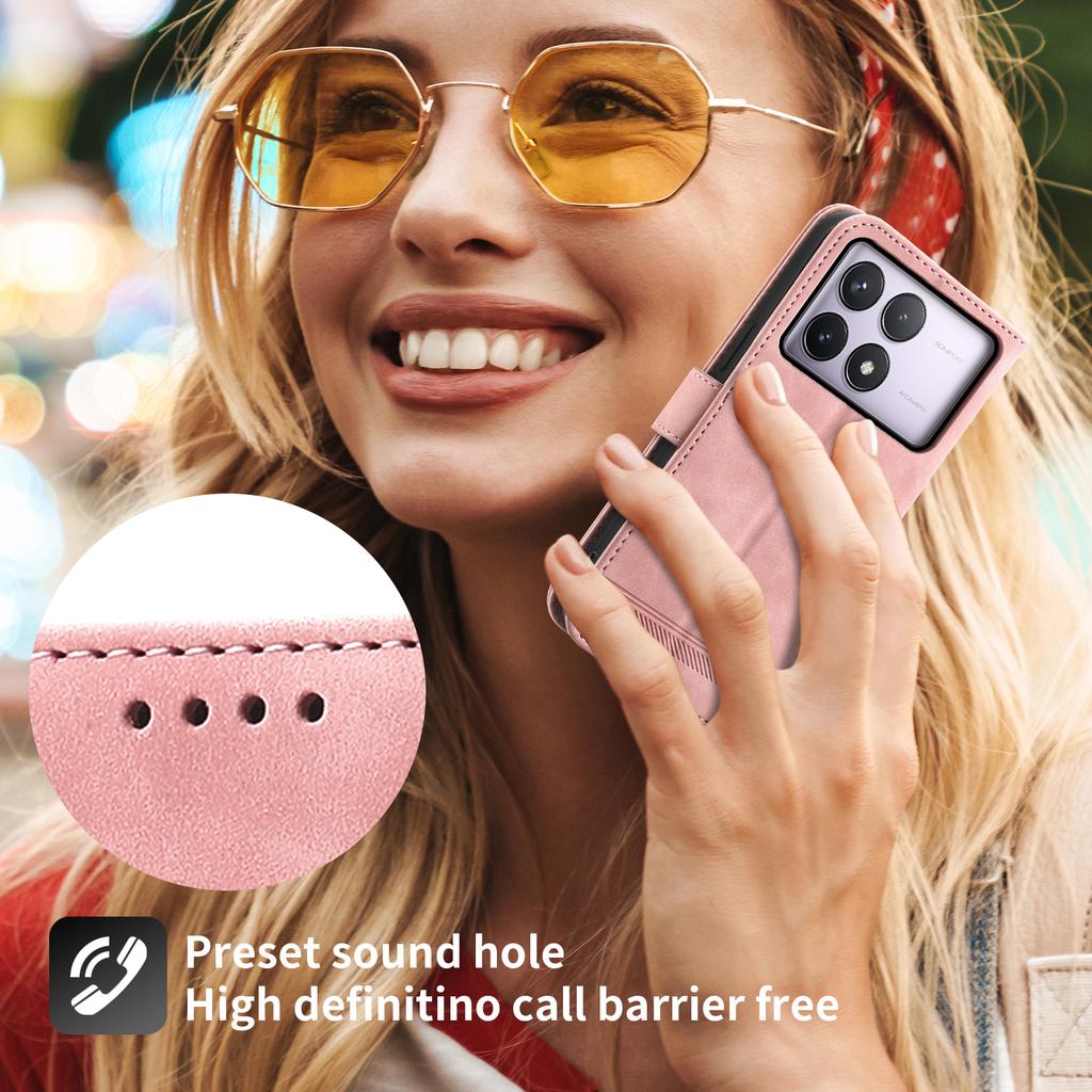 DIERFENG DF-03 For Xiaomi Poco F6 Pro 5G/Redmi K70 5G/K70 Pro 5G Wallet Phone Case Leather Cover Lines Imprinted