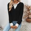Women's Casual Loose Colorblock Round Neck Long Sleeve Twisted Stripe Sweatshirt