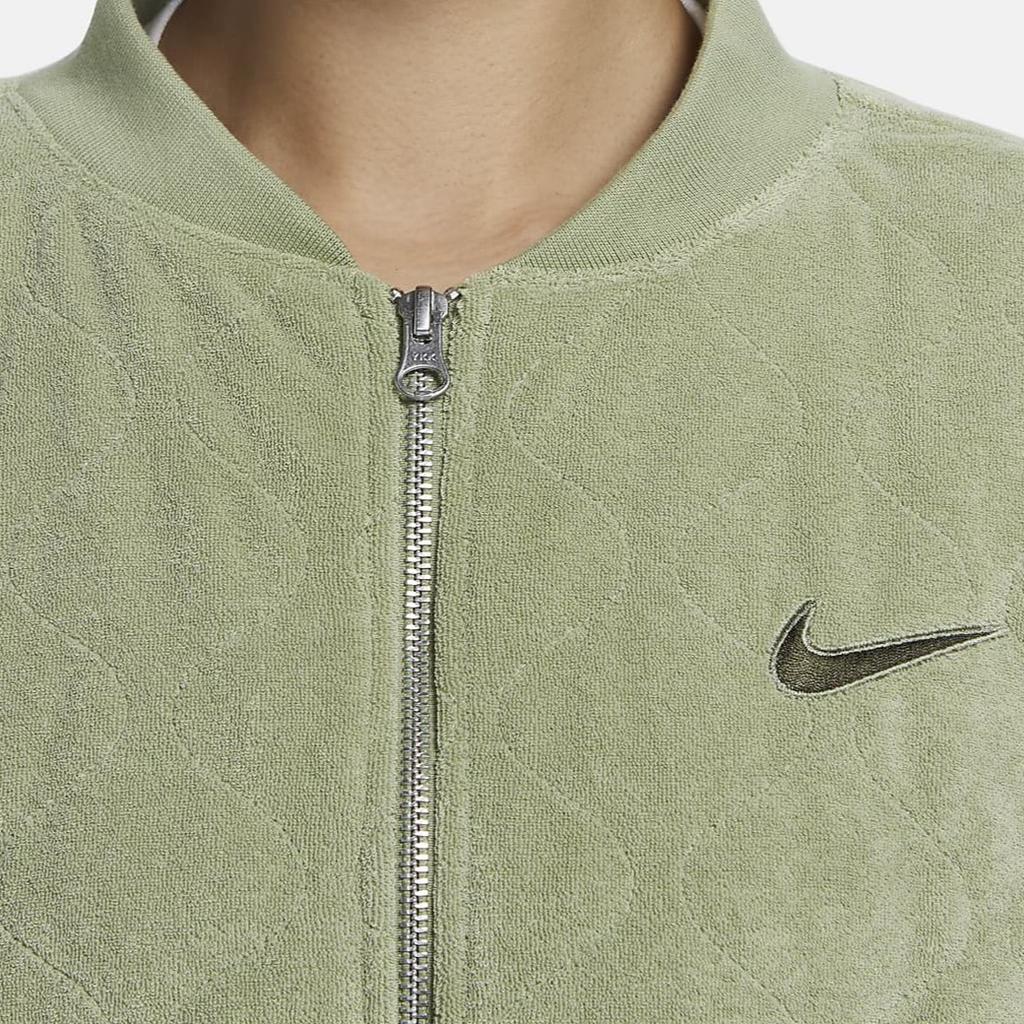 Nike Solid Color Brand Logo Zip Round Neck Long Sleeve Jacket Women Jackets Green DV7827-386