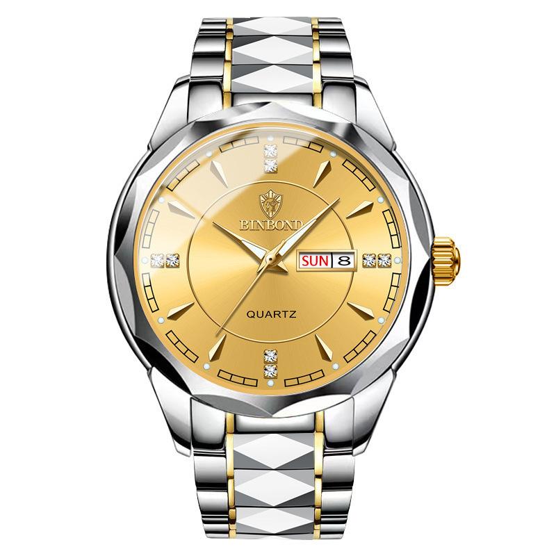 Watch Stainless steel business double calendar waterproof men's watch local tyrant gold watch