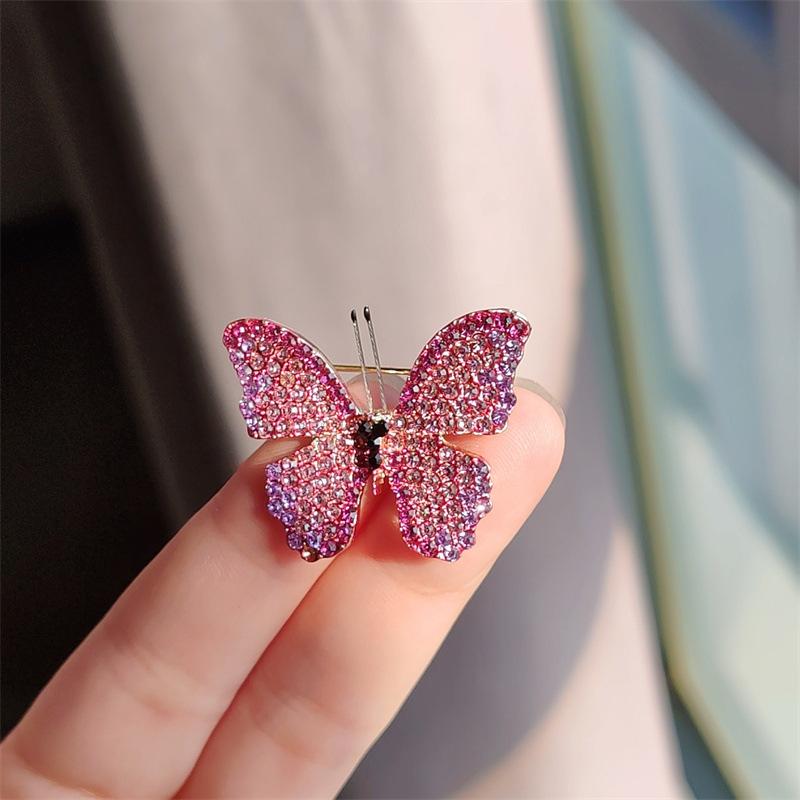 Full Diamond Butterfly Brooch Corsage Women'S Accessories Jacket Pin Cardigan Sweater High-End Decorative Accessories