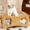 Cat Scratcher House Double Layers Corrugated Paper Scratch Cardboard Lounge Bed 2-in-1 Indoor Cats Scratching Board House with Interactive Ball
