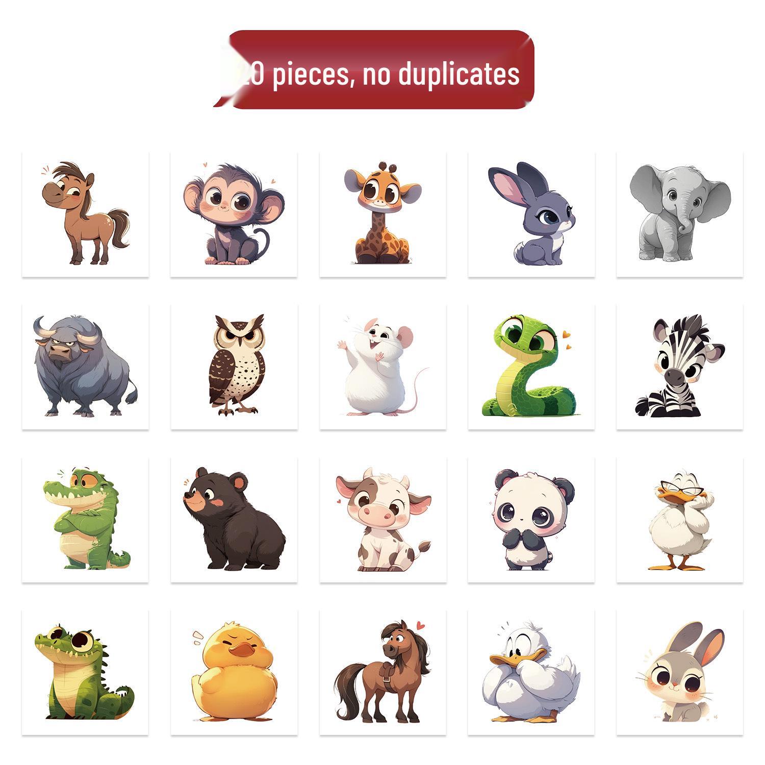 

20 Cute Animal Temporary Tattoos for Kids - Waterproof Cartoon Stickers for Arm & Face