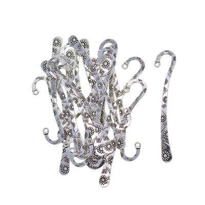 20Pcs Tibetan Silver Blank Beading Bookmarks Daisy Flowers Loop DIY Making