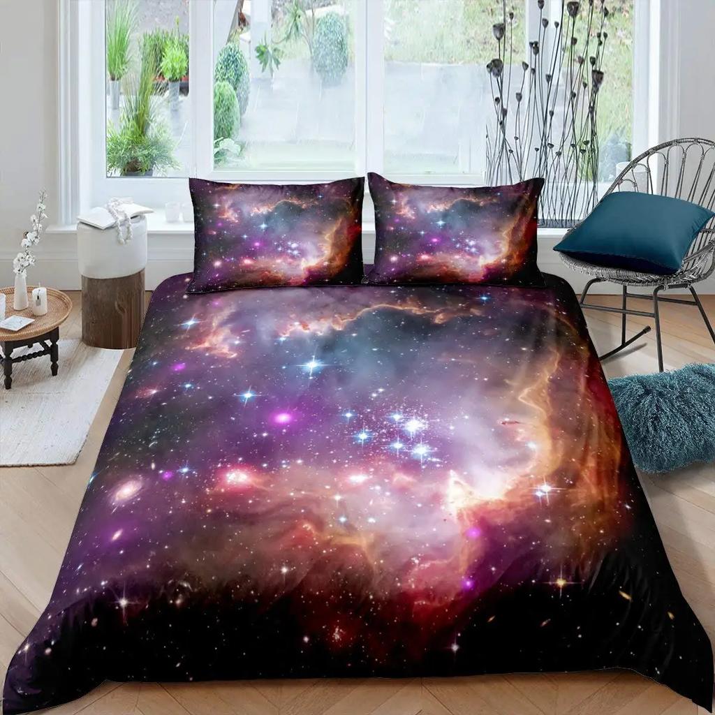 Galaxy Space Bedding Duvet Cover Set Queen Galaxy Planet Printed Comforter Cover Universe Bedding Set Solar System Decor Teens