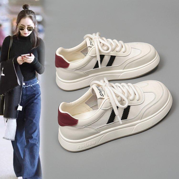 Leather Soft-soled White Shoes Women's Shoes Spring 2025 New Versatile Board Shoes Flat Casual Shoes Women's Sports Shoes