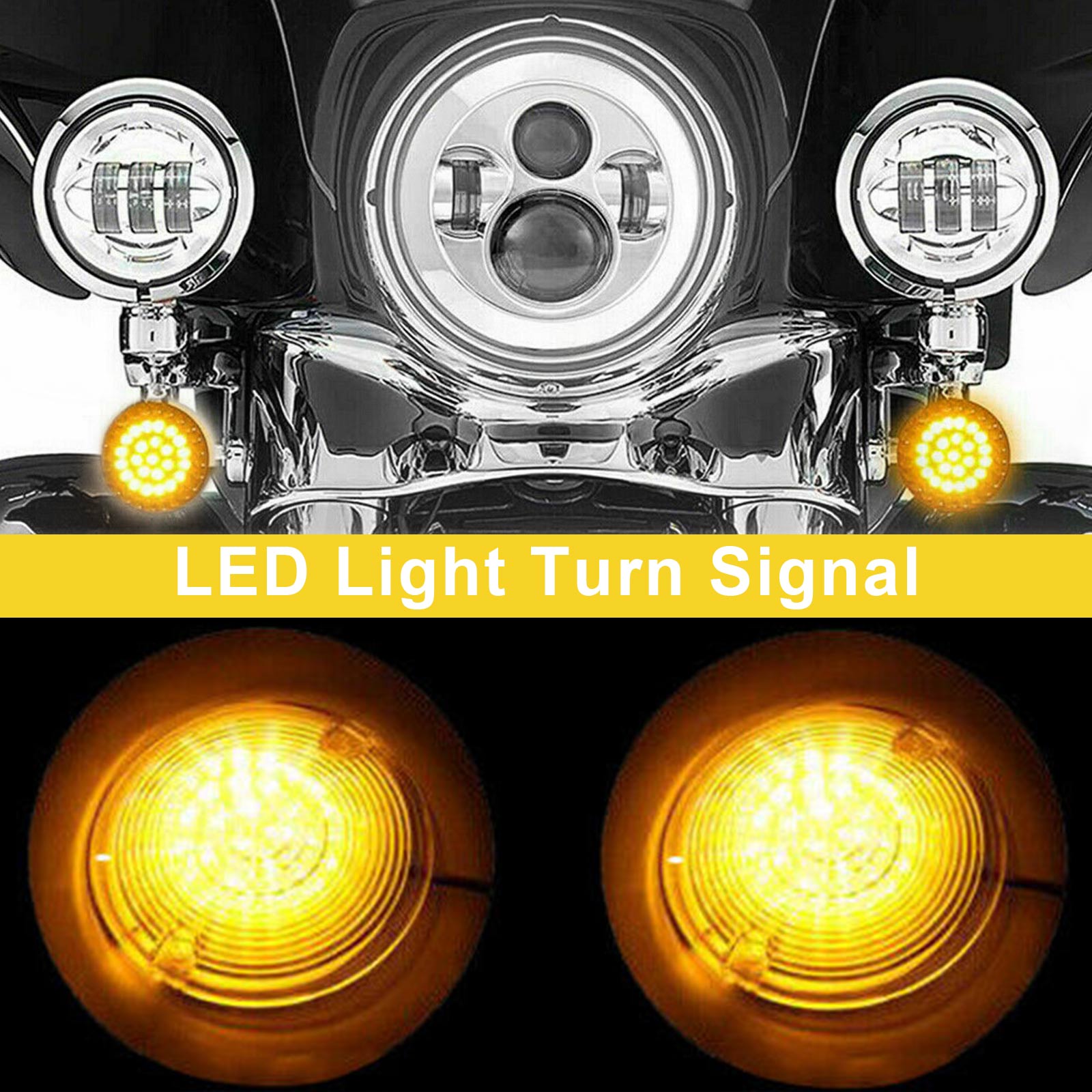 

1156 Rear LED Turn Signal Insert Lights for Dyna Touring Street Road Glide 883 Amber