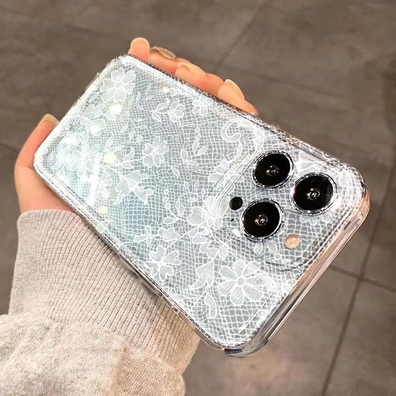 White And Pink Lace Floral Pattern Phone Case for Xiaomi Redmi Note 13 12 11 Pro Plus 4G 5G 13C 12C 10 10C 9 9A 9C Cover