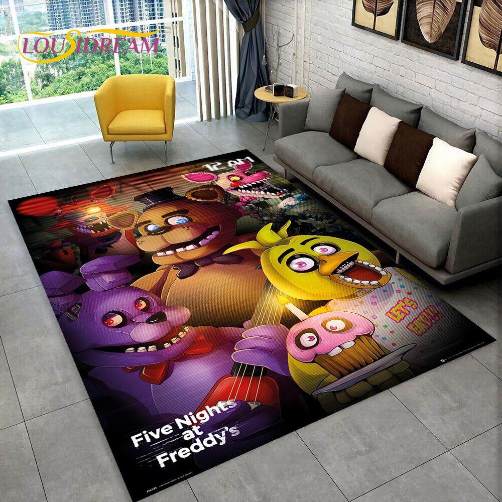 Horror Game FNAF Movie Freddy Bonnie Carpet Rug for Home Living Room Bedroom Sofa Doormat Decor,kids Play Area Rug Non-slip Mat