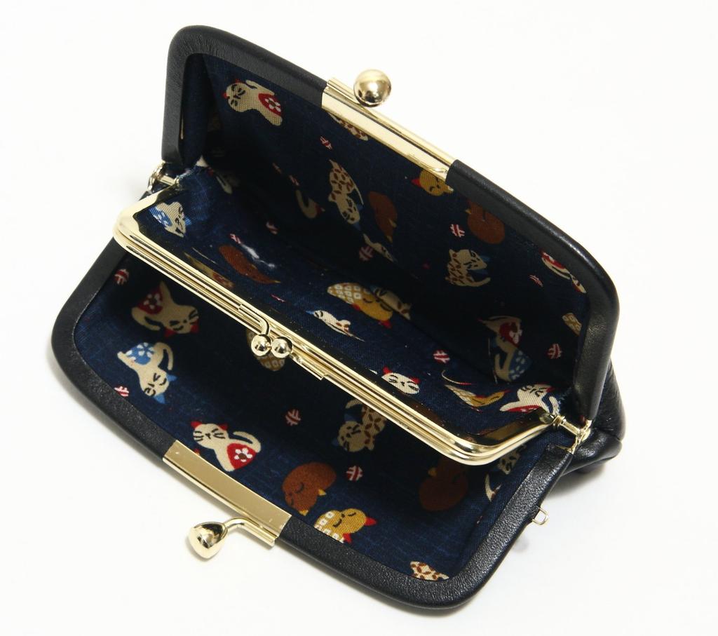 Hasegawa Cowhide Leather Clasp Made in Green Maneki-neko Yodogawa-dyed Archaic-dyed Wallet, Japan,