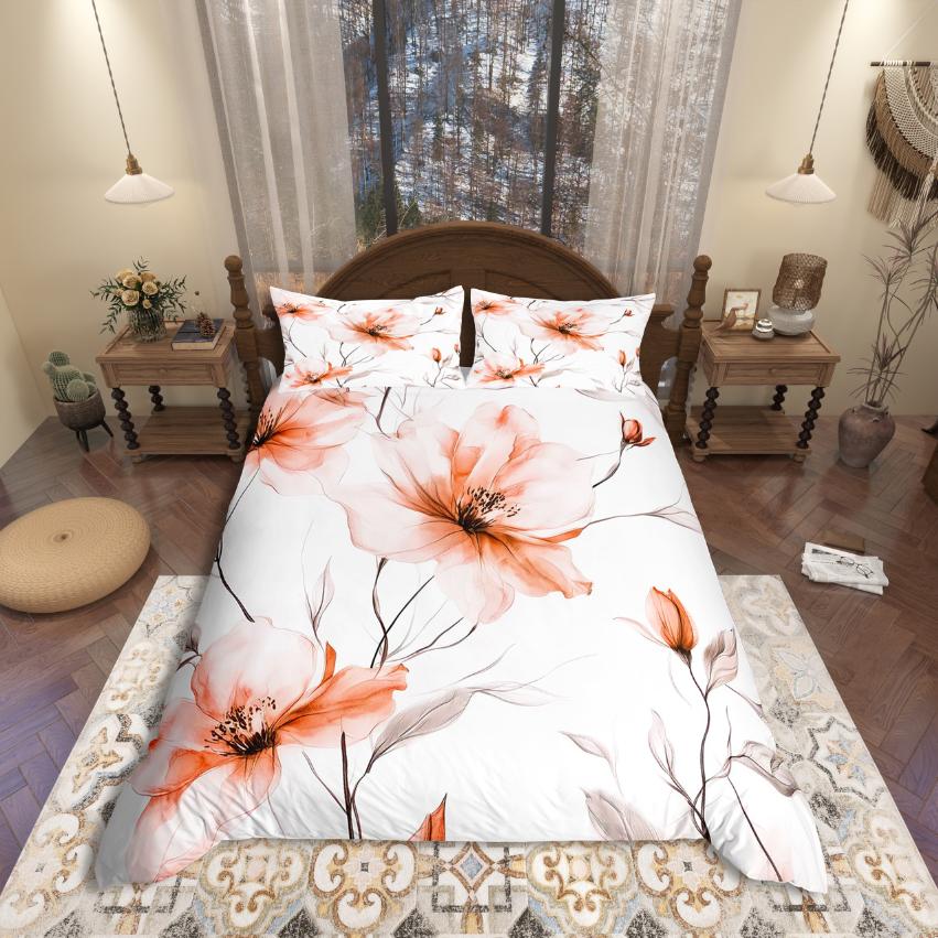 Homewish Cartoon Cat Duvet Cover SetColorful Flower Floral Comforter Cover SetBlack Kitten Bed Set For Girls Kids