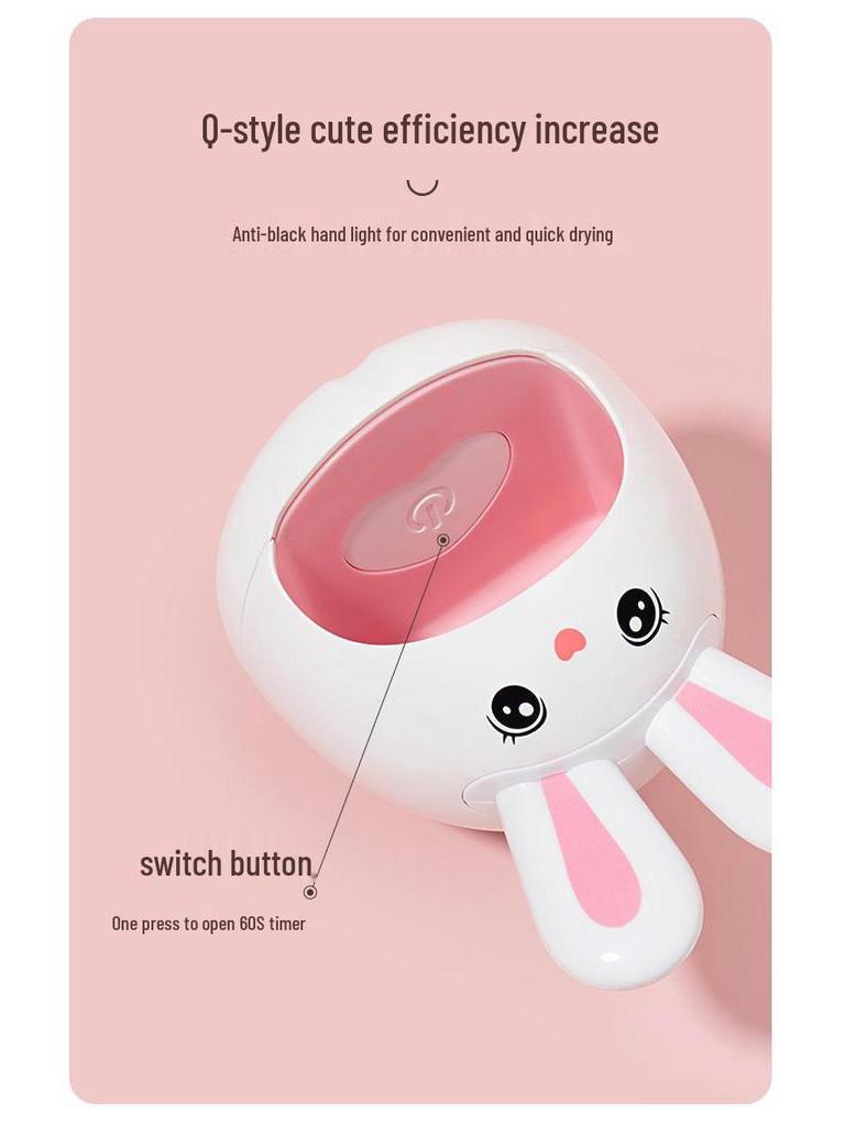 Adorable Rabbit Nail Art Mini Gel Lamp - Quick-Drying LED, Protects Hands, Perfect for Home Use
