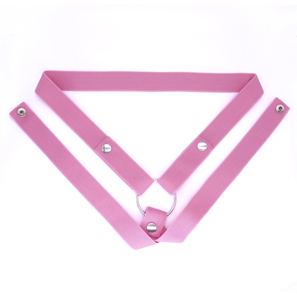 Elastic Adjustable Men's Chastity Strap with Three-Way Binding and Waist Belt